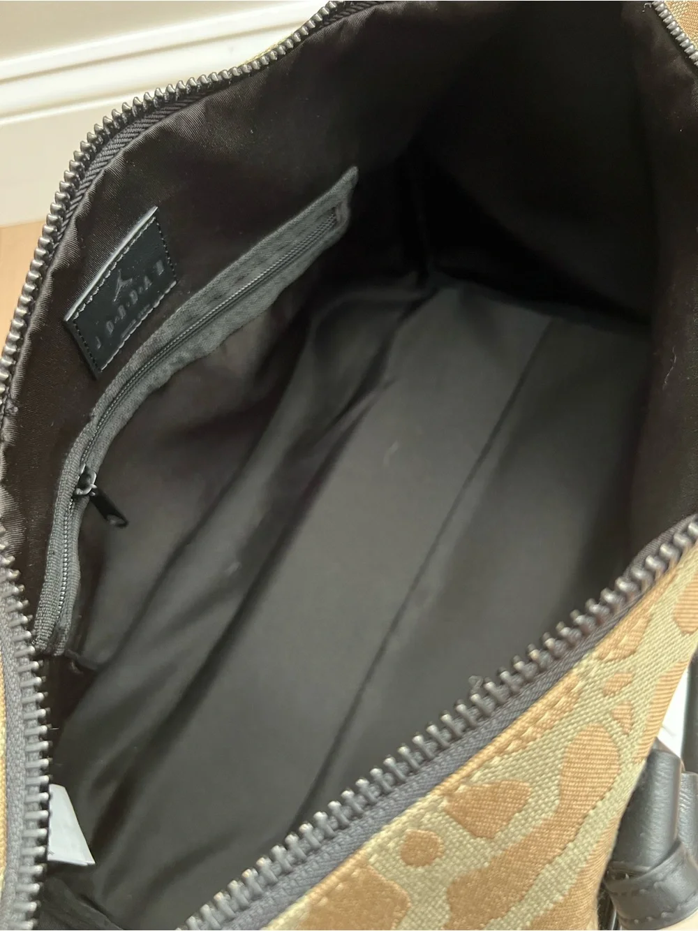 Jordan Brown Canvas Duffel with Black Leather Trim